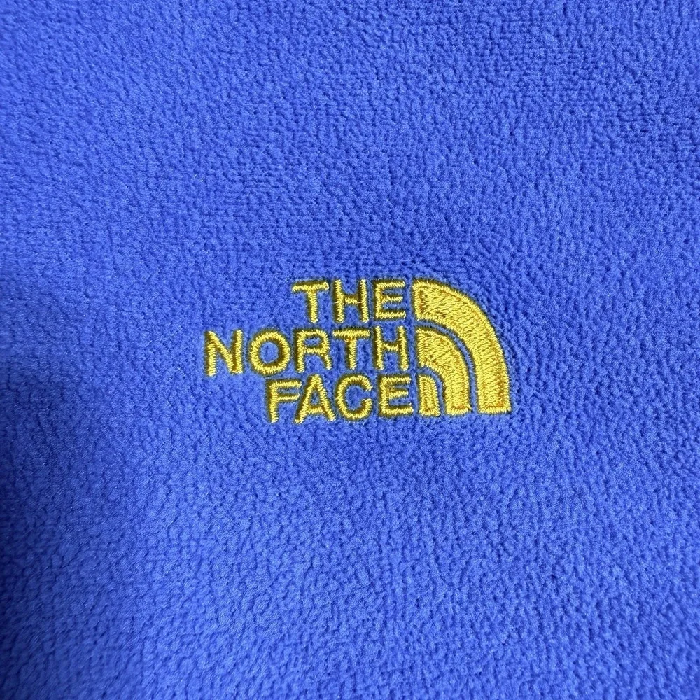 The North Face Polartec Classic Fleece 1/4 Zip Pullover Blue Yellow Logo Medium